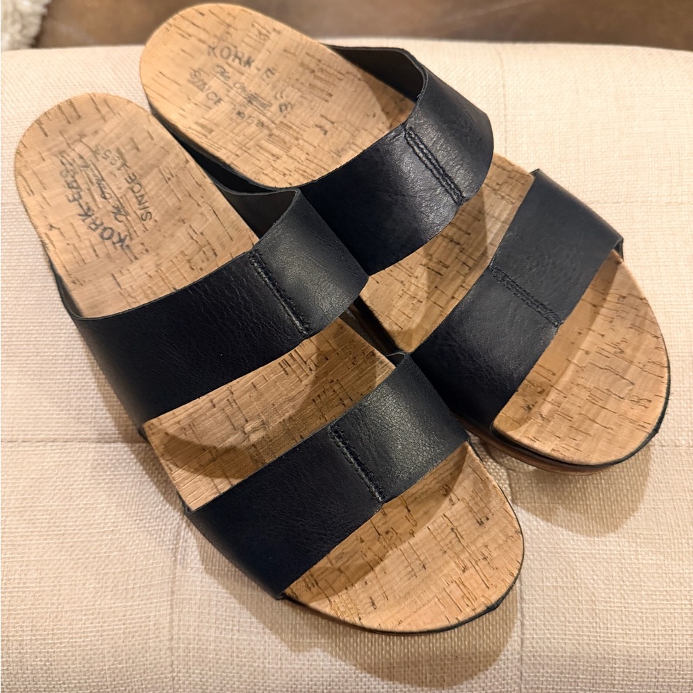 Kork-Ease Tutsi Dual Band Leather Slides - Size 11 Black
